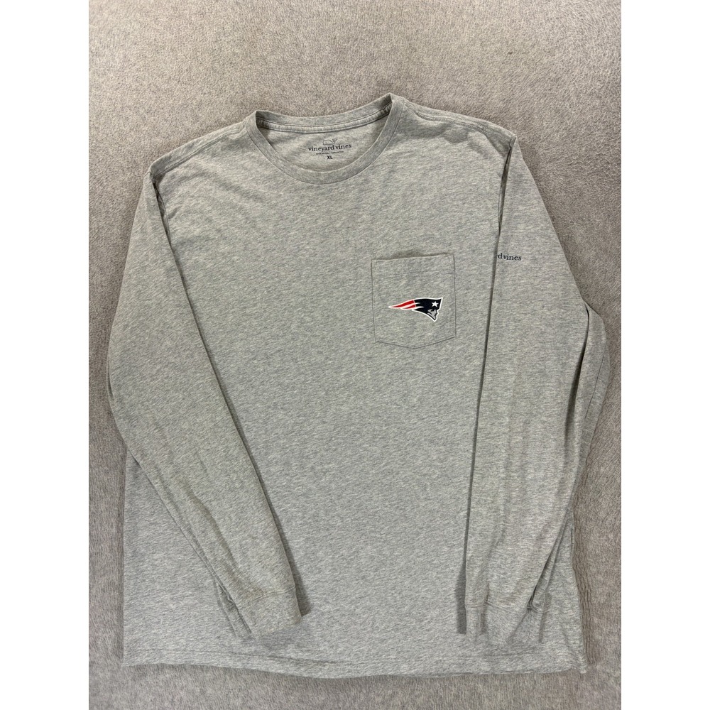 New England Patriots Vineyard Vines L/S Stadium Tee Shirt (Men's XL) Gray
